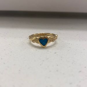 Gold / blue heart ring
